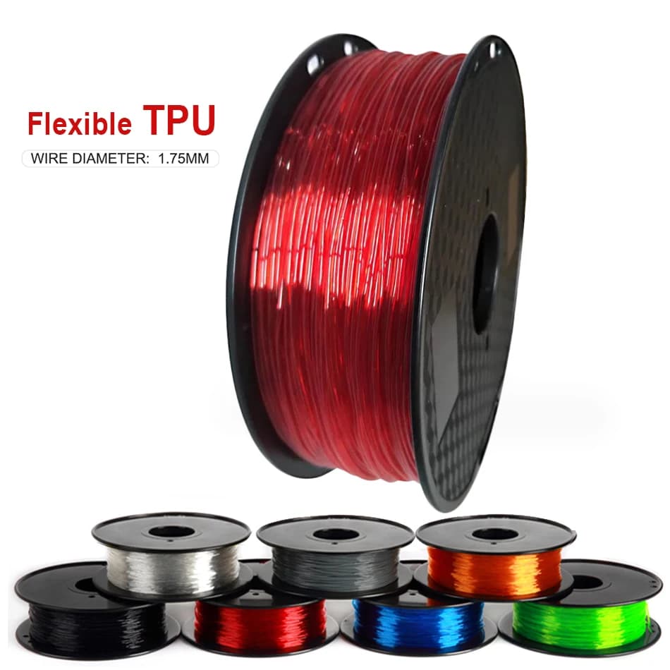 3D 3D Printer Elastic Flexible Filament 1.75mm Rubber Roll Material Flex 500g 250g Black Red Blue Filament for 3D Printing