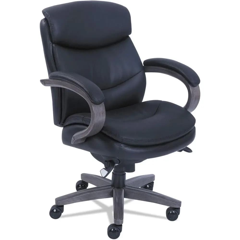 Sedia ergonomica executive, supporta 300 libbre, altezza del sedile regolabile, cuscino nero, base grigio anticato