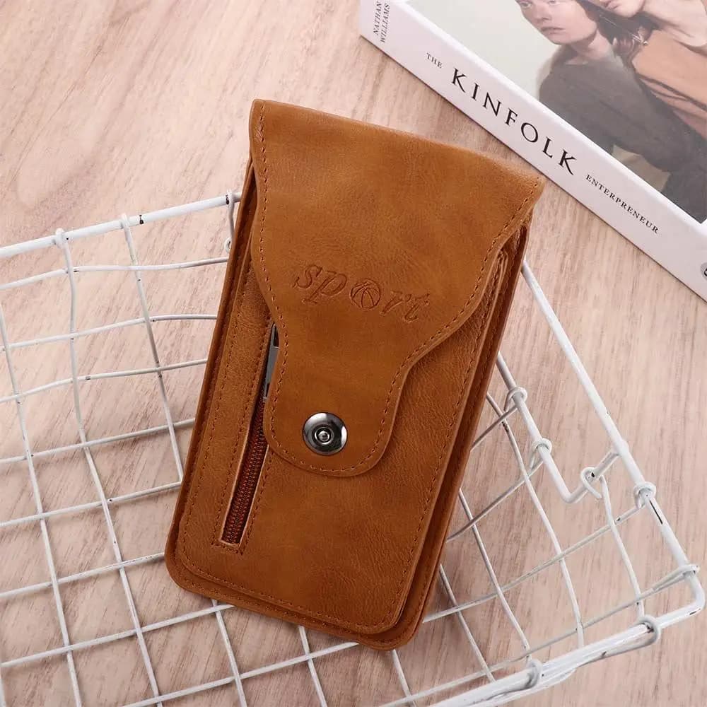 Sporty Leather Waist Bag for Fitness, Cellular Case, Exterior Wallet, Running Bag, Telephone Carrier