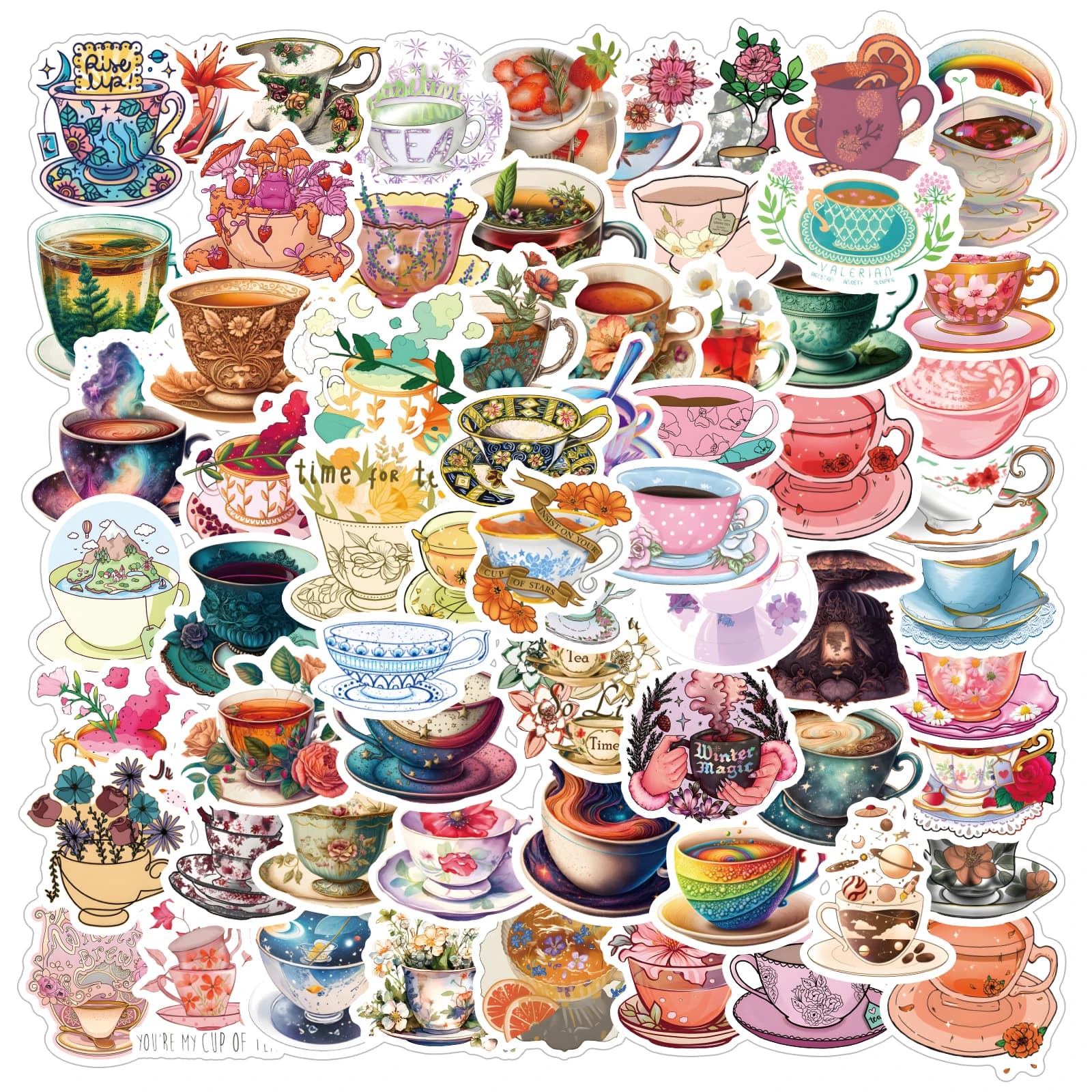 65pcs Cartoon Tea Talk Bookish Stickers for Phone Laptop Notebook Suitcase Skateboard DIY Aesthetic Stickers