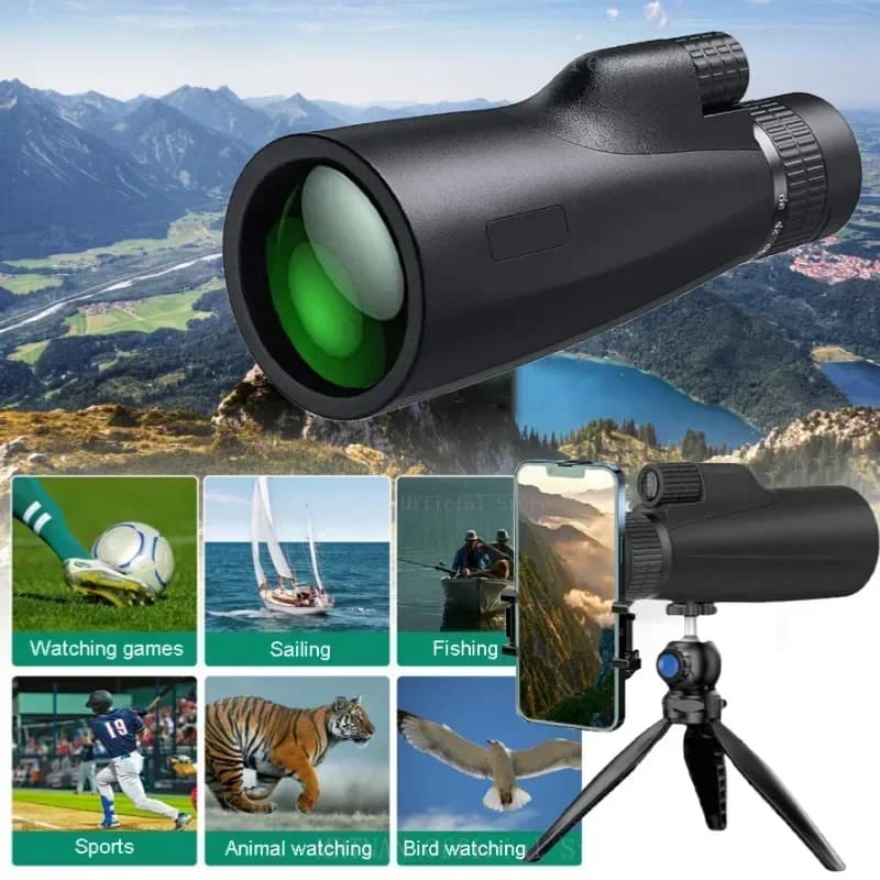 10-30x50 Zoom HD Monocular Camping Telescope Long-range Powerful with Tripod Clips for phone to watch bird binoculars