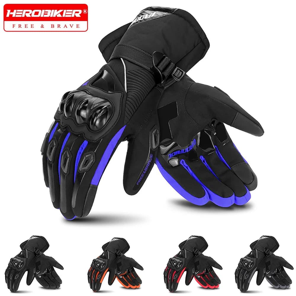 Guanti da moto invernali Guanti da equitazione per moto antivento impermeabili con dita intere Touch Screen Guanti antiscivolo da motocross