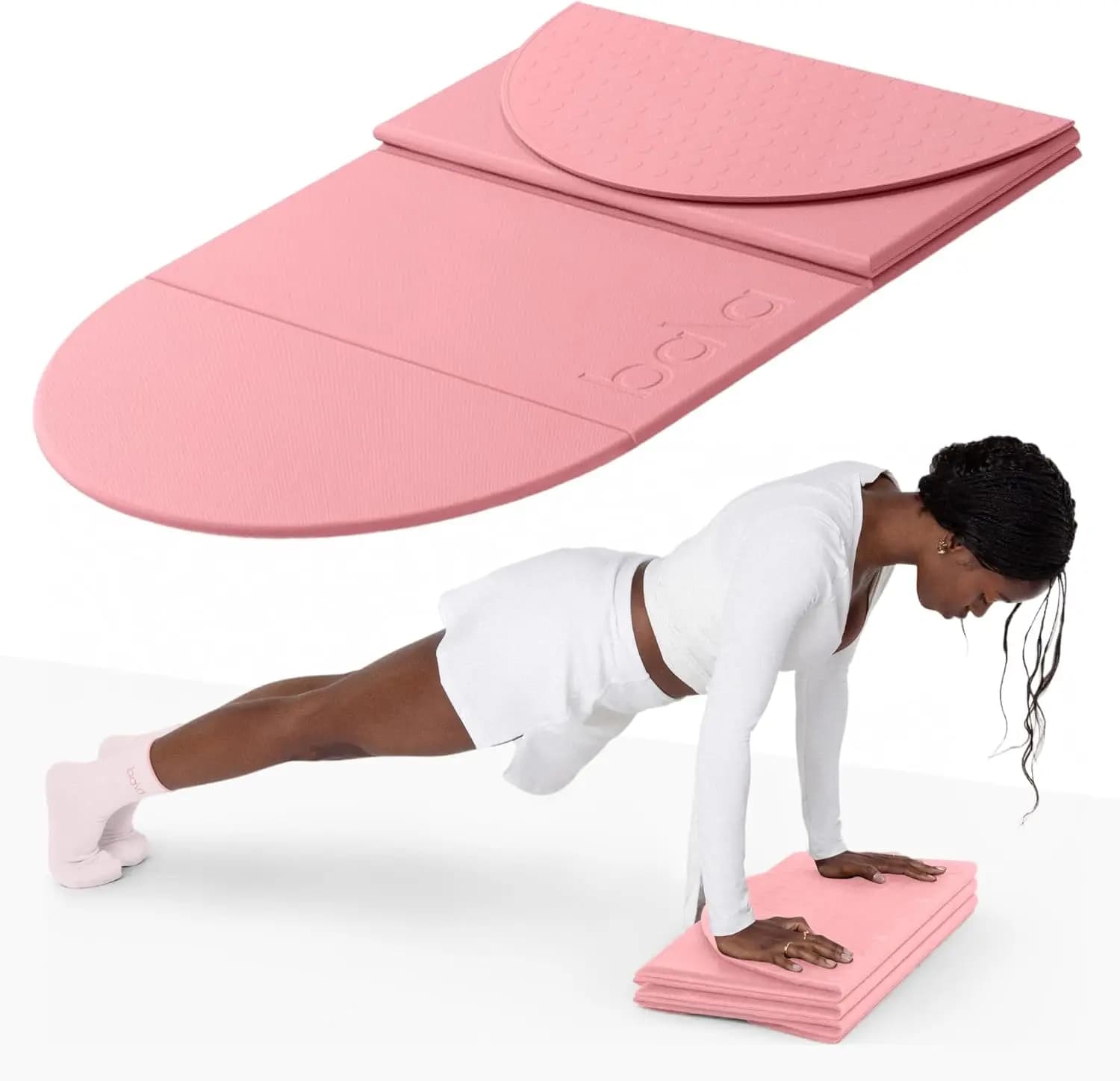 Compact Workout Mat for Gym - 12MM Thick Slip-Resistant, Sweat Absorbing, & Foldable Yoga Mat for Pilates, Core Training & Exerc