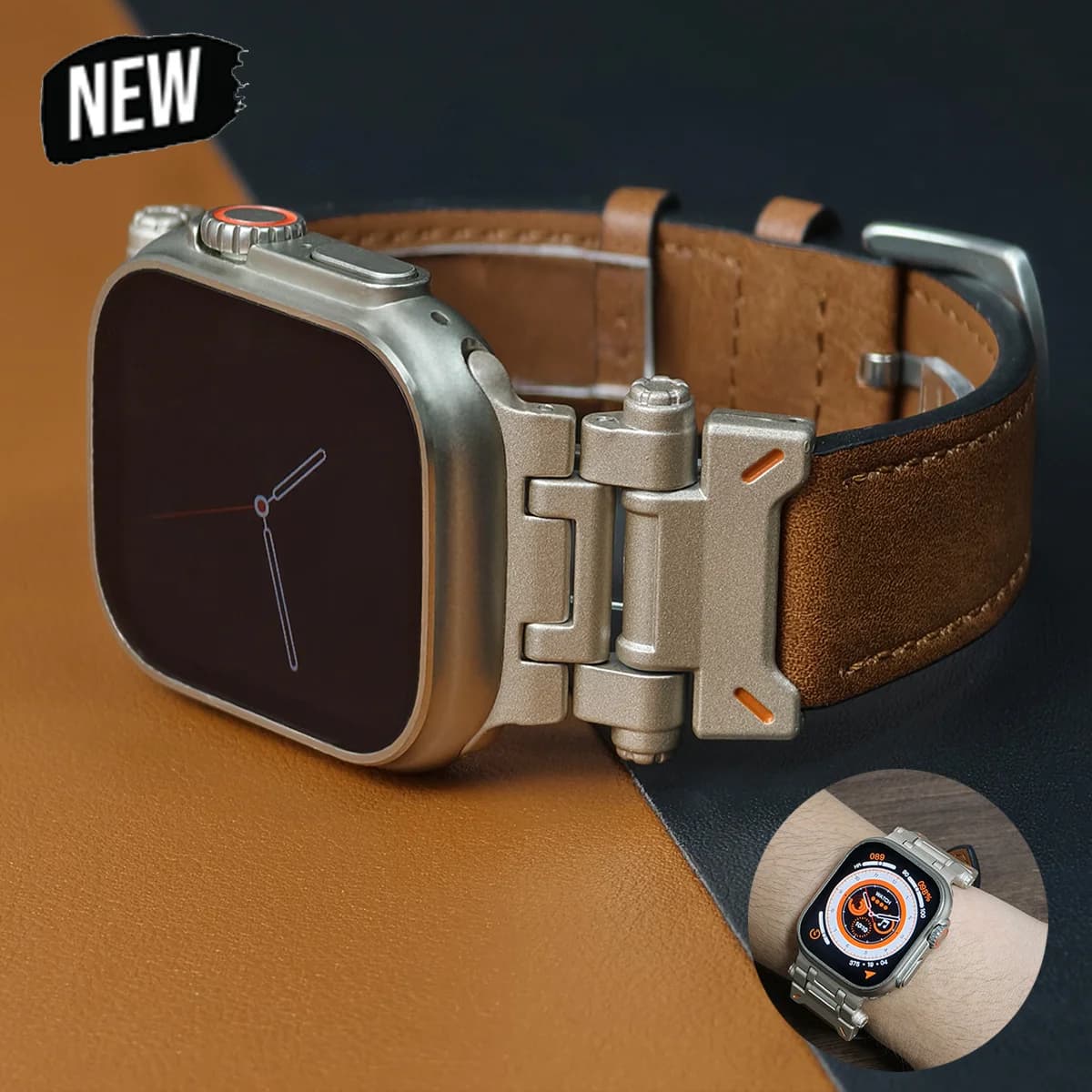 Cinturino in pelle per Apple Watch Ultra 2 49mm cinturino da uomo cinturino Correa bracciale per IWatch series 9 7 8 6 5 4 Se 3 45mm 44mm 42mm