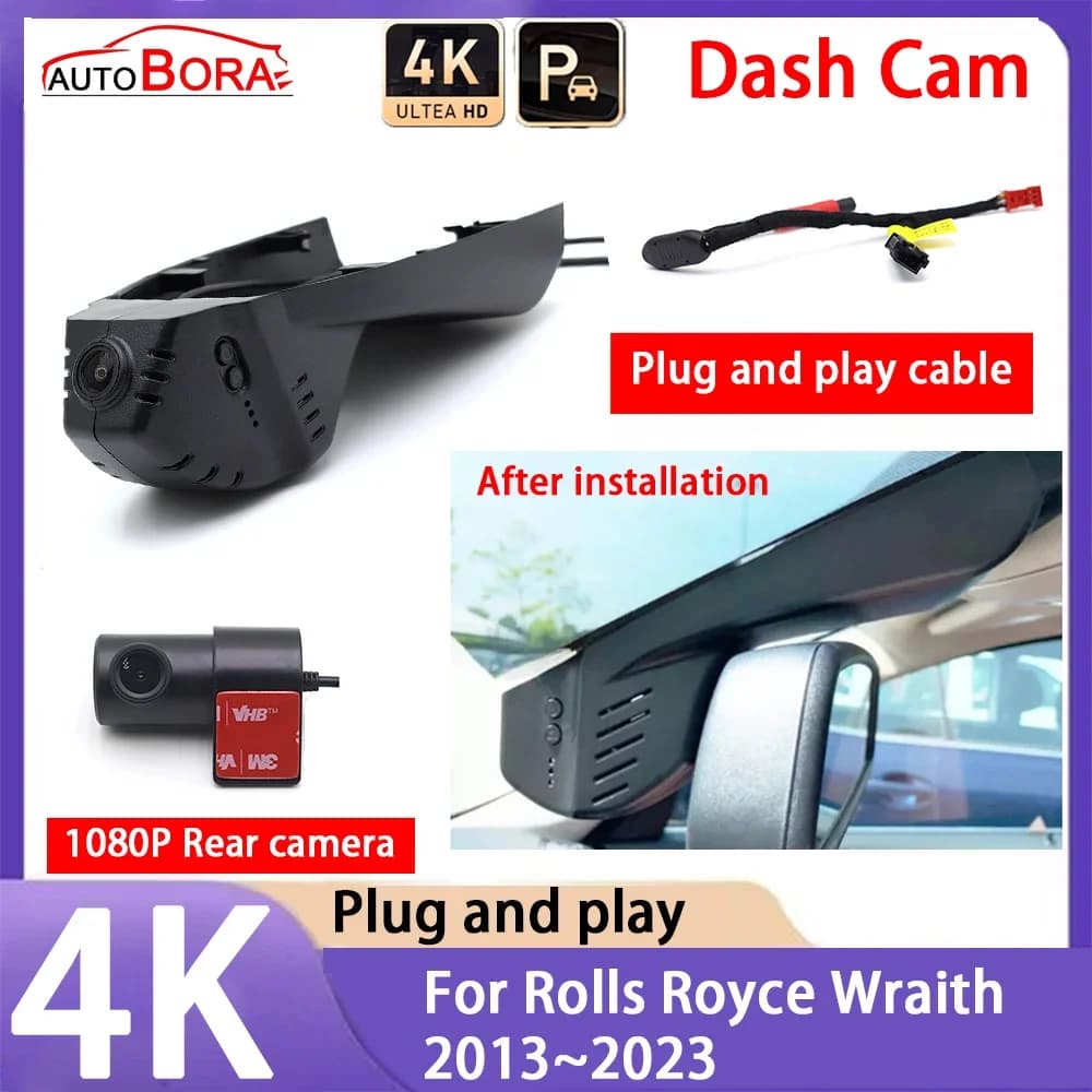4K 2160P Plug and Play UHD Car Dash Cam Night Vision Camera for Rolls Royce Wraith 2013~2023