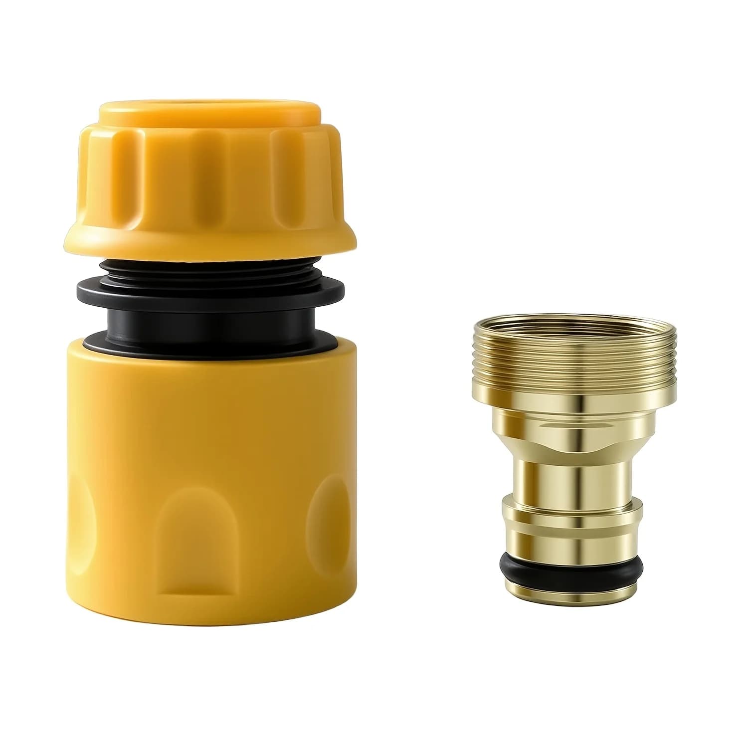 2 Pezzi Connettore Rapido Giallo per Rubinetto a Tubo da Giardino, Filettatura Interna Standard, Adattatore Universale Antigoccia per Tubo Lavello, Accoppiatore Durevole