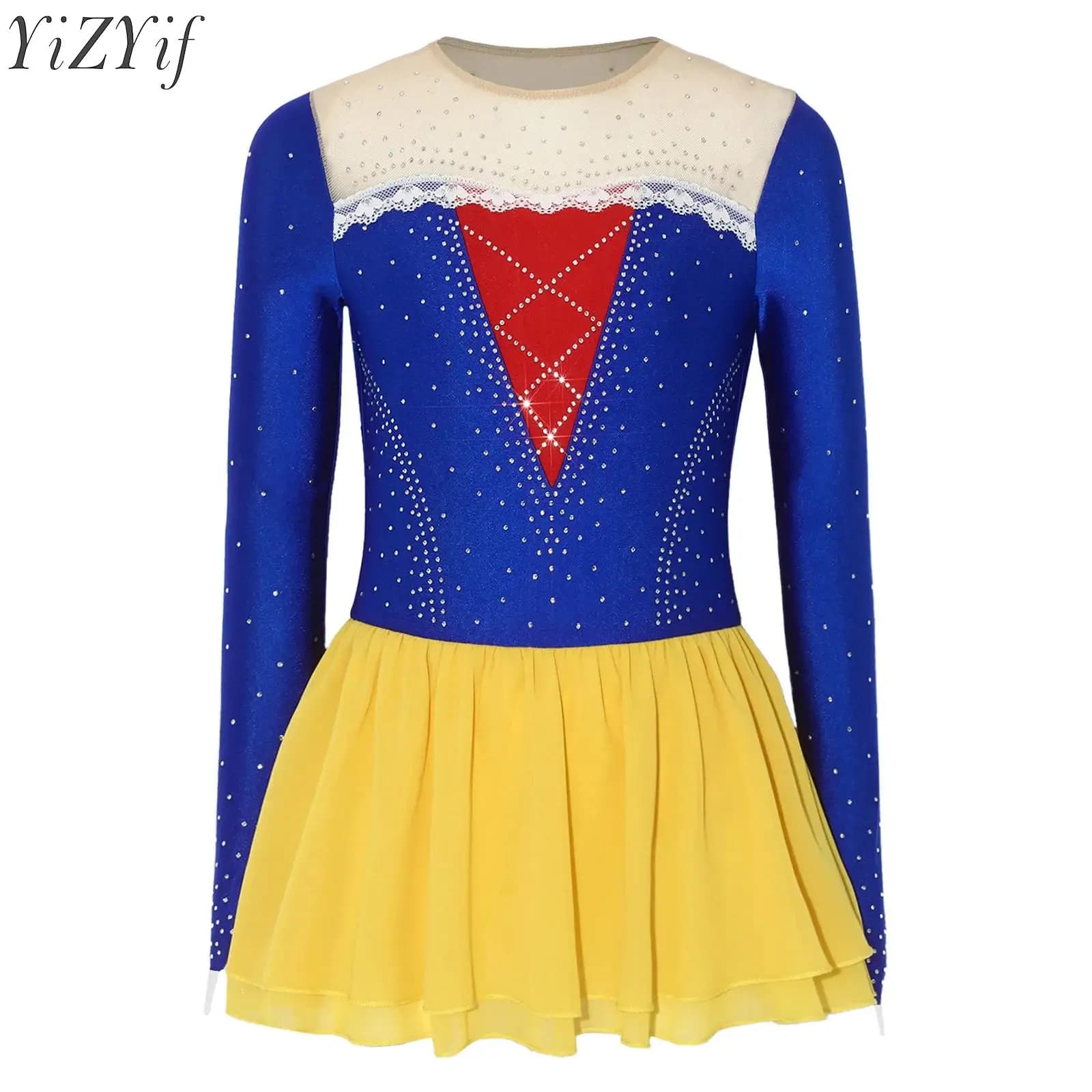 Vestito da Pattinaggio Artistico per Bambine, Costume da Ballerina, Abito da Danza per Spettacoli, Leotard per Feste a Tema Principessa