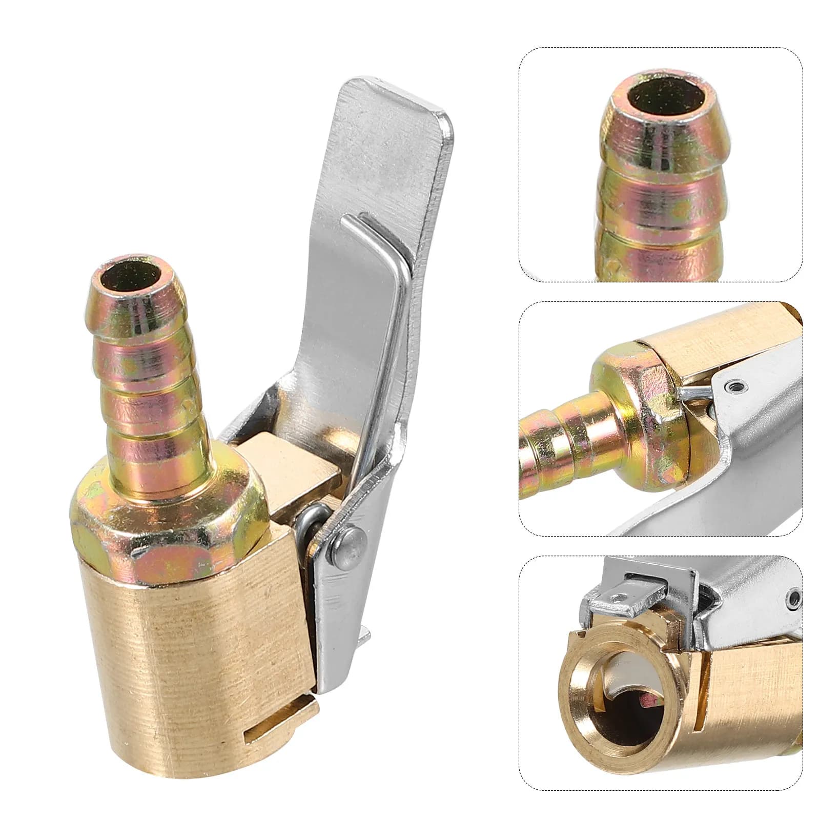 2 Pezzi Attacco Rapido in Rame per Gonfiaggio Pneumatici, con Clip di Bloccaggio, per Auto, Moto, Bici, SUV, Camper, Accessori per Compressore d'Aria