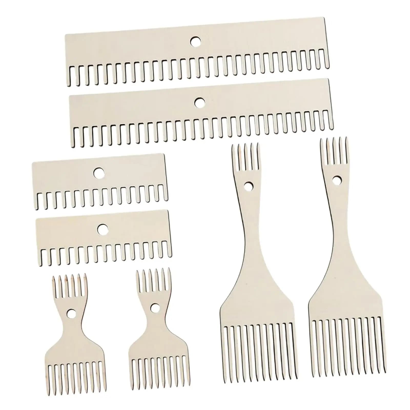 Kit per tessitura in legno a doppia faccia con pettine e battitore, strumenti fai da te per frange e tessitura, per tappezzerie fatte a mano