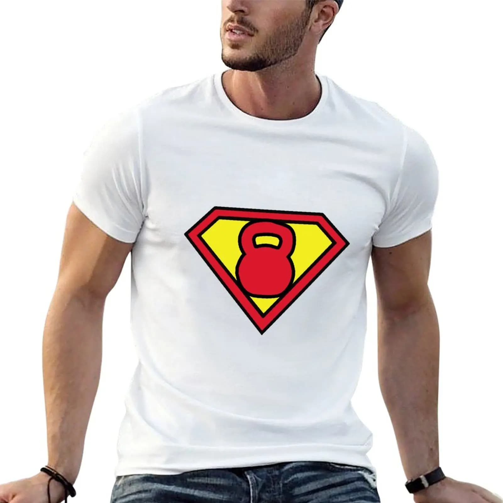T-shirt Super Kettlebell per uomo, magliette per uomo con grafica divertente, magliette anime per uomo, T-shirt