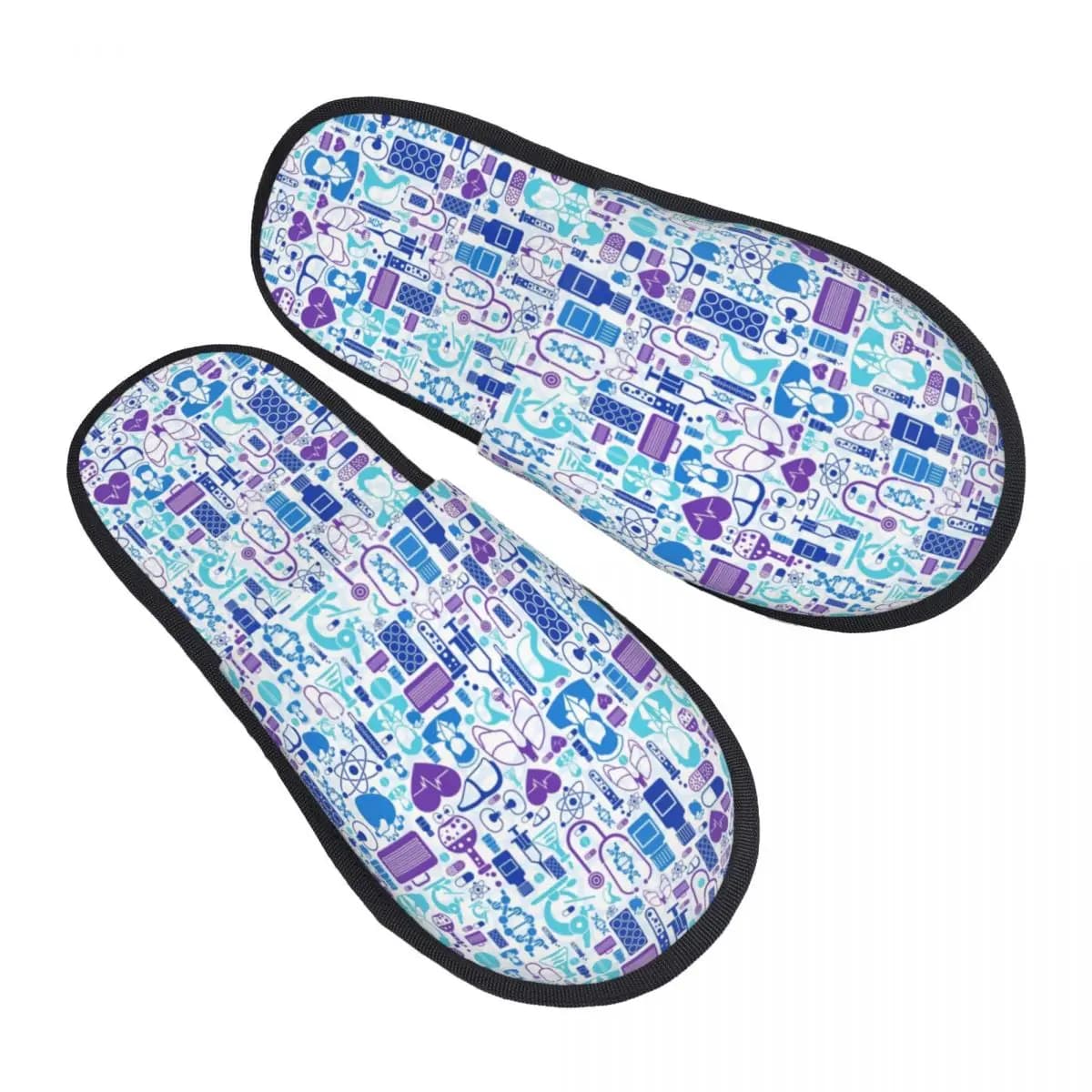 Personalized Slippers in Memory Foam with Print Cartoon of Doctors and Nurses, Comfortable and Hot for Women