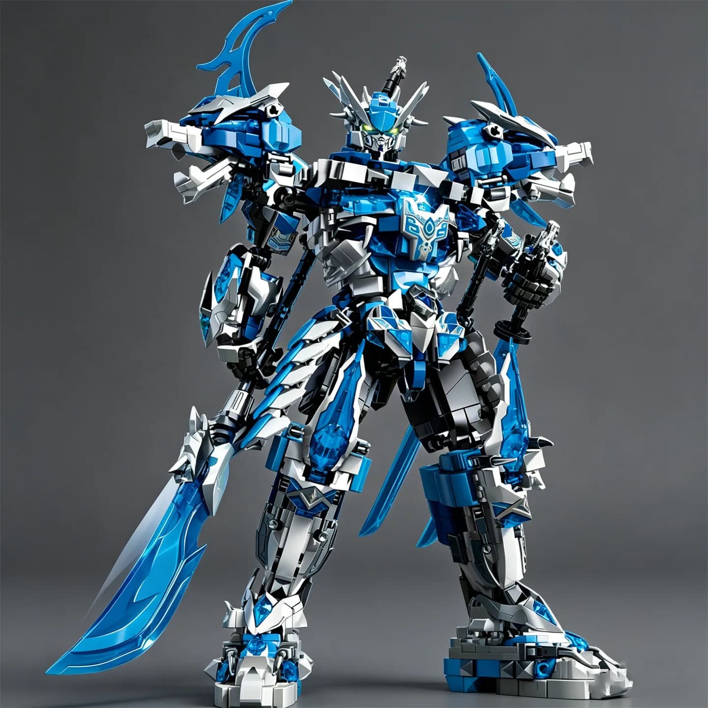 Robot Guan Yu Mecha Tigre Bianca Congelato - Blocchi da Costruzione, Modello Avanzato, Giocattolo, Regalo per Ragazzi, Statuetta Classica della Mitologia Cinese