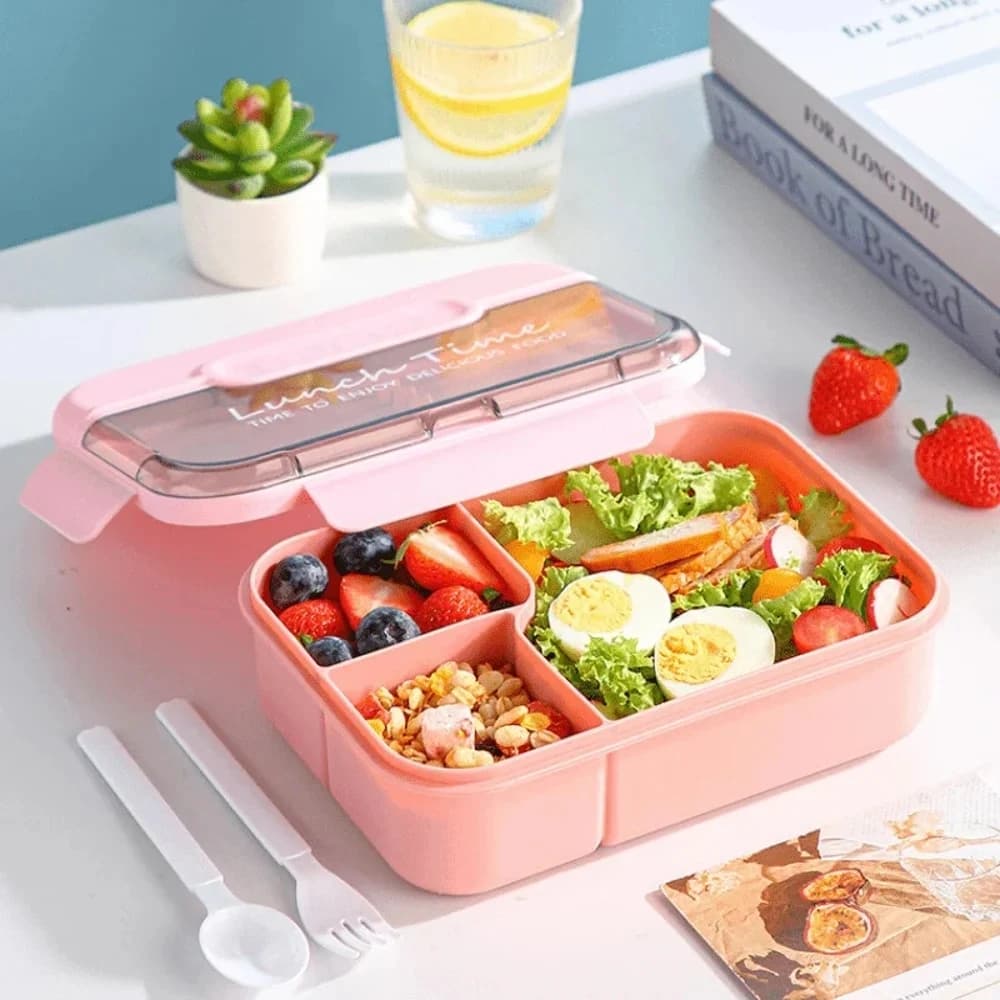 Contenitore per Pranzo Bento Multi-Scomparto, Resistente e Facile da Pulire, con Coperchio Trasparente, Portatile e a Prova di Perdite, Scatola per Preparazione Pasti Riutilizzabile
