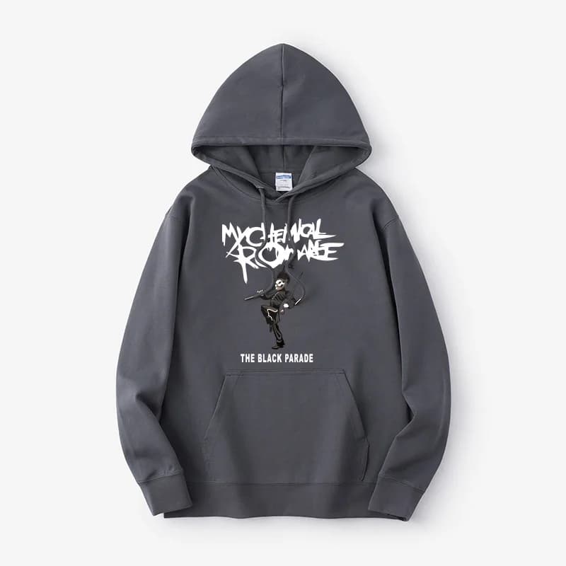 Felpa con Cappuccio My Chemical Romance, Uniforme Studentesca Unisex, Oversize, Manica Lunga, Stampa in Misto Cotone e Poliestere