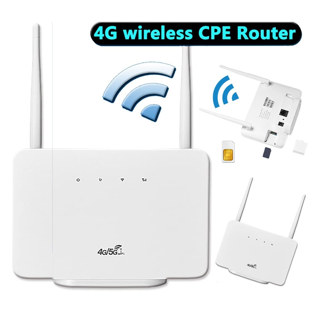 Router CPE 4G LTE Modem 300Mbps con Antenna Esterna e Slot per Scheda SIM, Spina EU per Casa, Viaggi e Lavoro