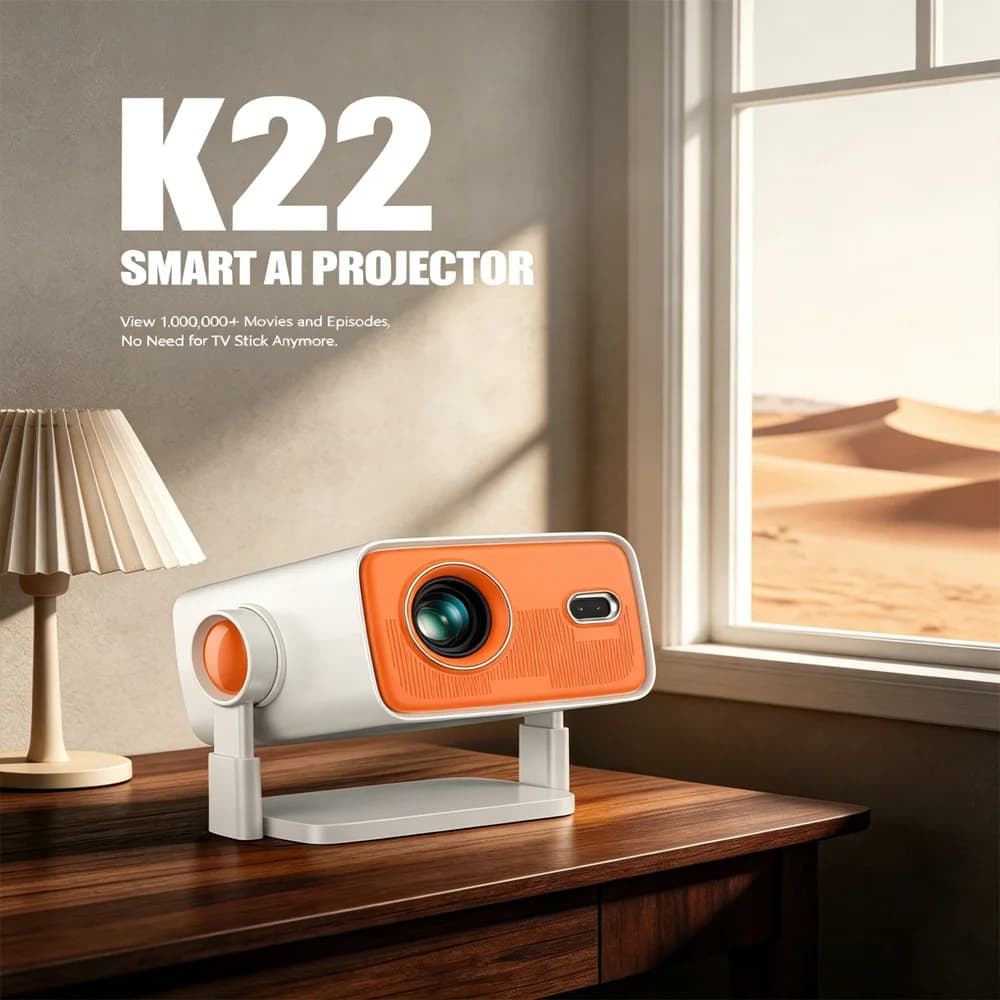 Proiettore Portatile Smart K22 Mini Full HD 1080P LED per Home Theater, Sistema Android, Bluetooth, HDMI, USB, Correzione Automatica Keystone, Proiettore Tascabile per Film