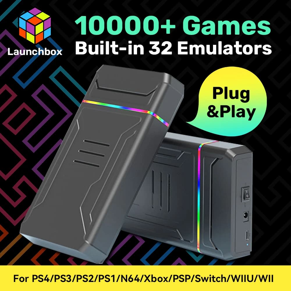 Lbox 3TB Retro Game HDD for N64/Xbox/Switch/PS4/PS1/DS/PS3 Emulator Game Consoles with 10000+ Games External Game HDD for Win PC