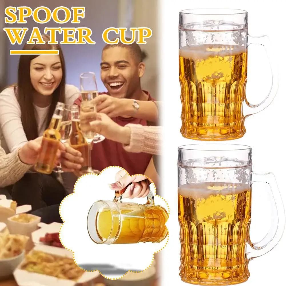 1Pc 400ml Creativo Fresco Doppio Bicchiere di Birra Mezzanino Estate Falso Tazza Addensata Con Impugnatura Trasparente Boccette di Birra Trucco Puntelli
