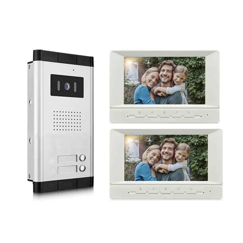 Videocitofono da 7" Campanello per casa privata Monitor 2 pulsanti di chiamata Sblocca il sistema citofonico da costruzione