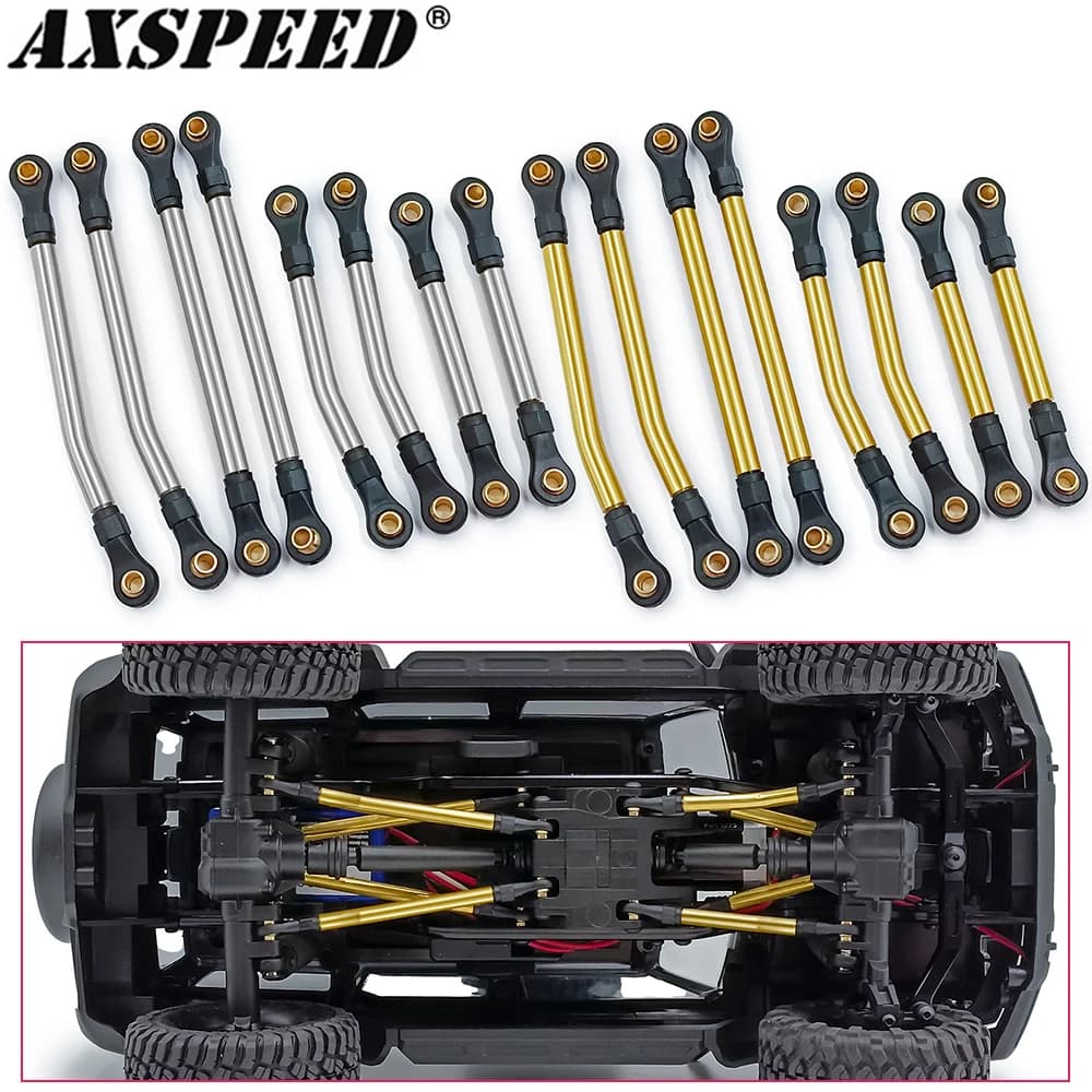 AXSPEED Collegamenti in metallo ad alta distanza Set Collegamento telaio per parti di aggiornamento per auto cingolate 1/18 TRX4M Bronco Defender RC