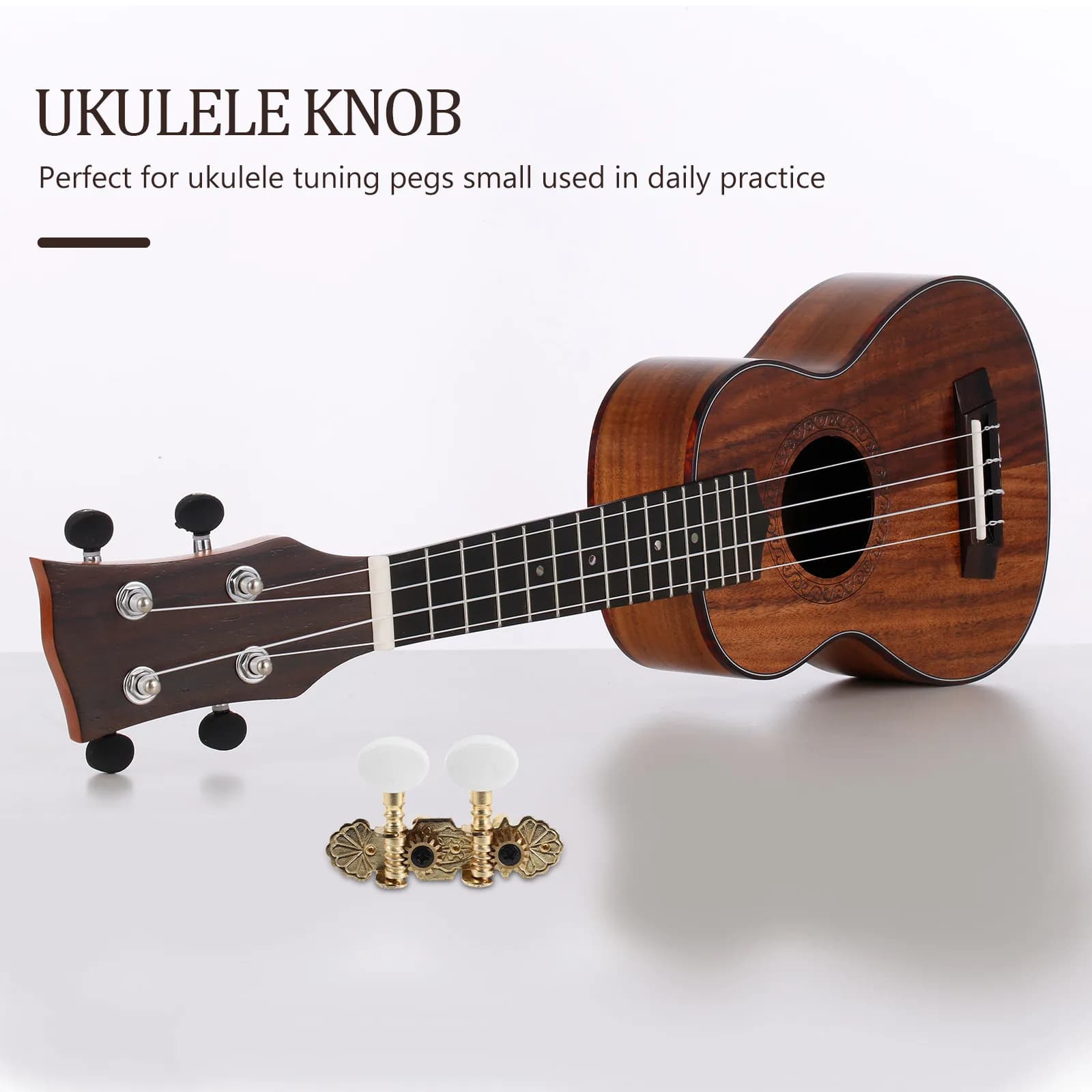 1Set Dual-Hole Mounting Ukulele Tuning Pegs Small Brass Knobs 2R2L Guitar Tuner Replacement Parts for Acoustic Classical String