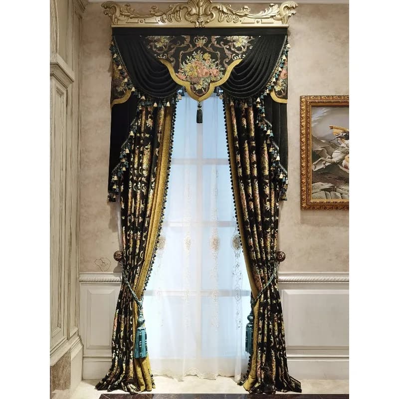 European curtains new living room luxury atmosphere American villa high-end chenille French retro high-end high-end