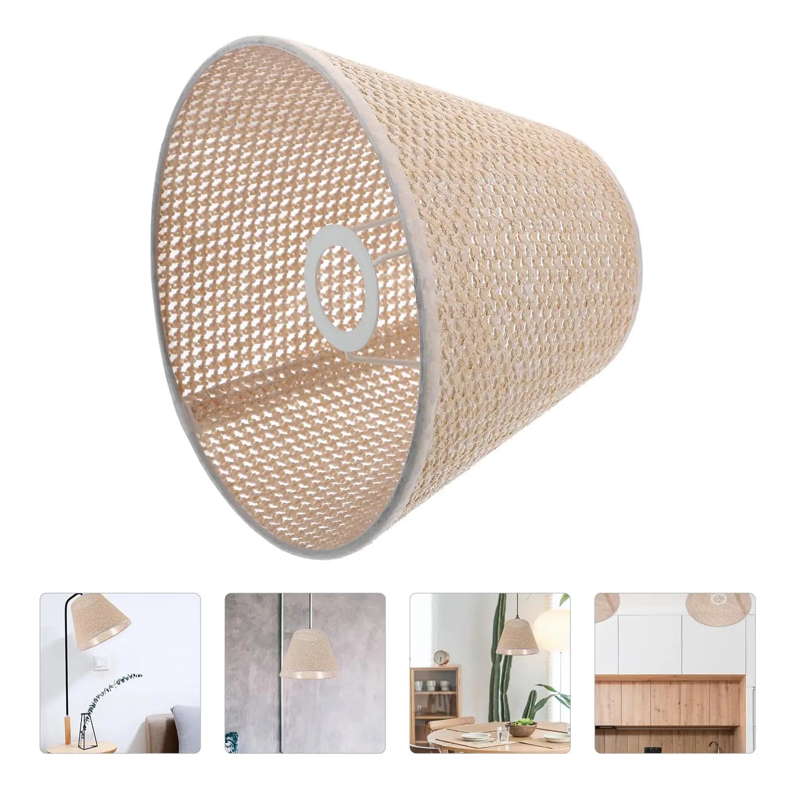 1 Pezzo Paralume in Finto Rattan Intrecciato, Robusto Paralume per Lampada da Scrivania, Copertura Decorativa per Luce, Uso Domestico