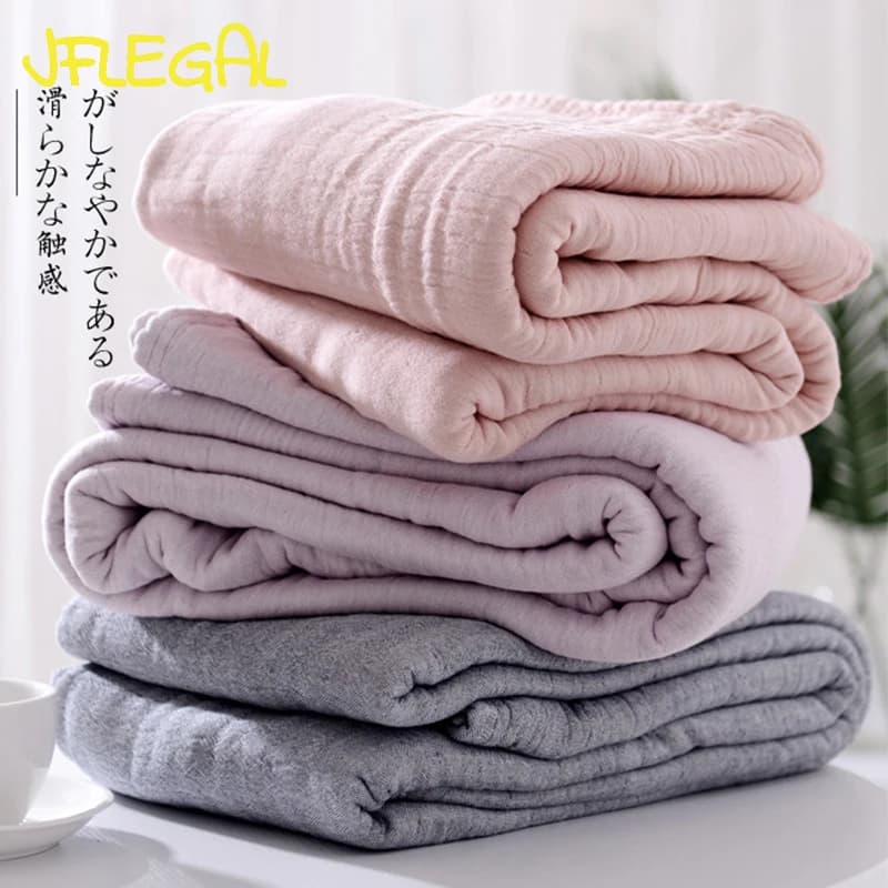 JFLEGAL giapponese semplice coperta in filato di cotone addensato a 4 strati trapunta morbida per asciugamani doppia primavera ed estate lenzuolo addensato
