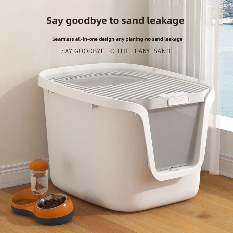Fully Enclosed Top Entry Cat Litter Box Large Size Odor Control Splash Proof Indoor Cat Toilet Pet Sand Box for Household Cats
