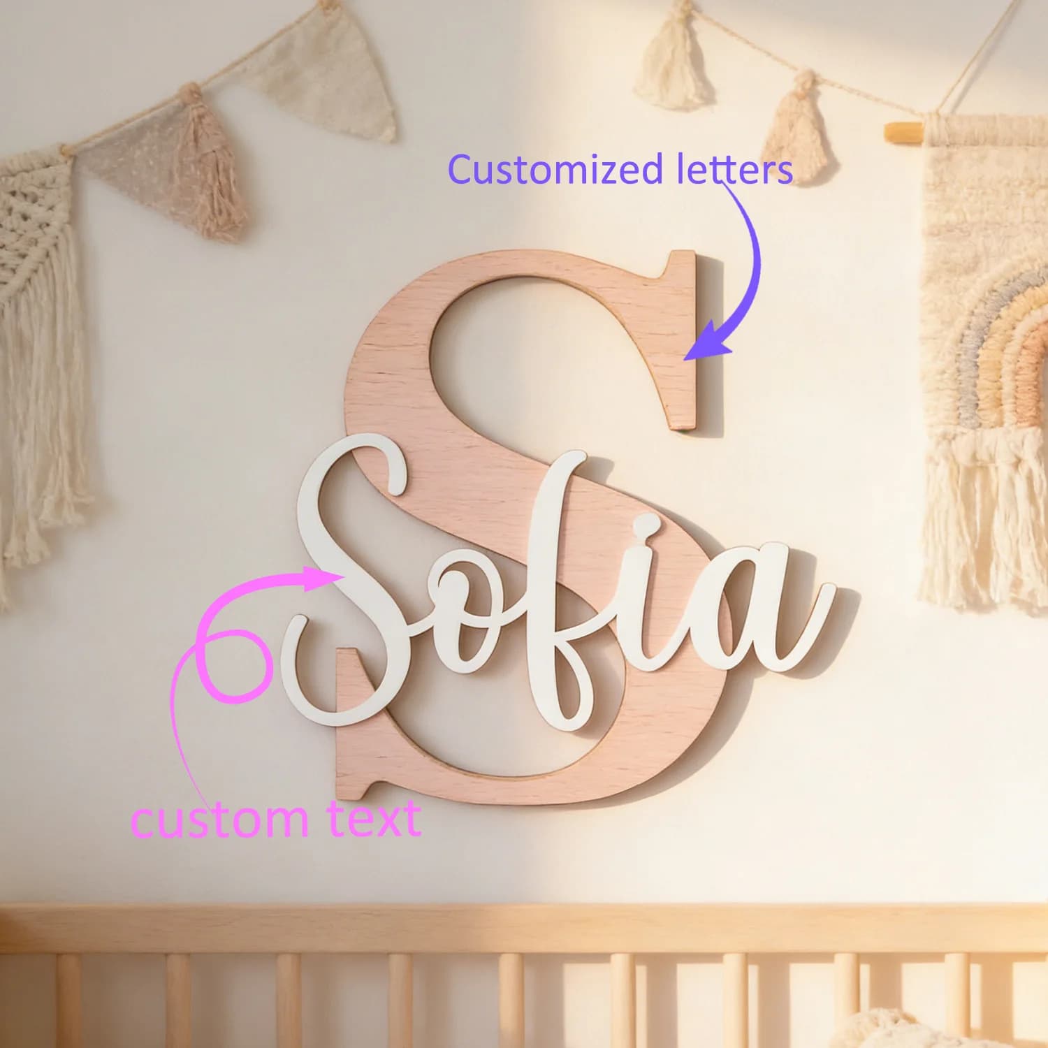 1pc Wooden Plaque with Customizable Name, Multi-layer Customized Gift, Home Decoration, Housewarming Gift