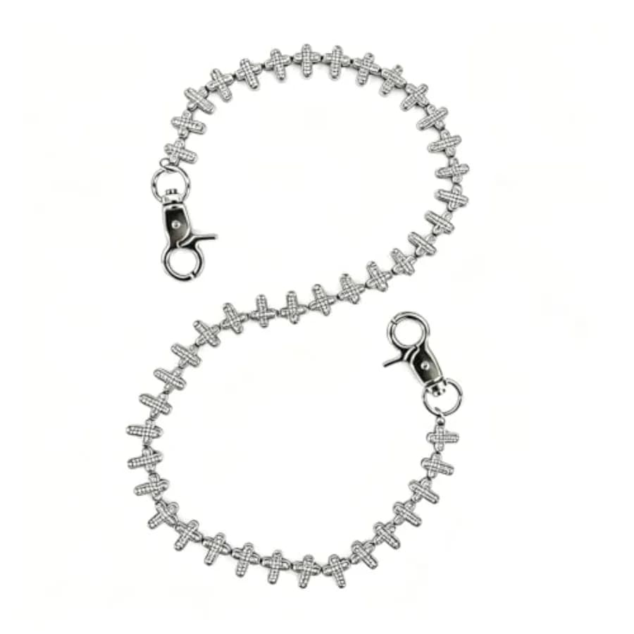 Cross Pants Chain Jeans keychain Long Wallet Chains Hip Hop Streetwear Accessory for Men Women Silver