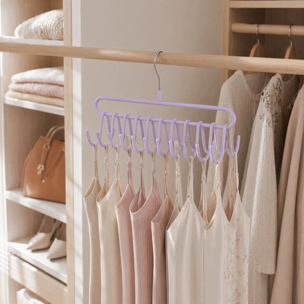 2PCS Multifunctional 20 Hooks Camisole Bra Hook Metal Space Saving Clothes Hanger Non-slip Vest Rack Closet Organizer