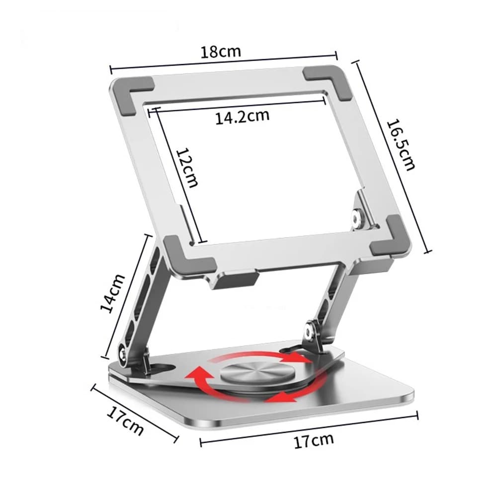 360 Rotating Laptop Stand Ergonomic Adjustable Height Multi-Angle Metal Holder Foldable Portable for Office Home Desk