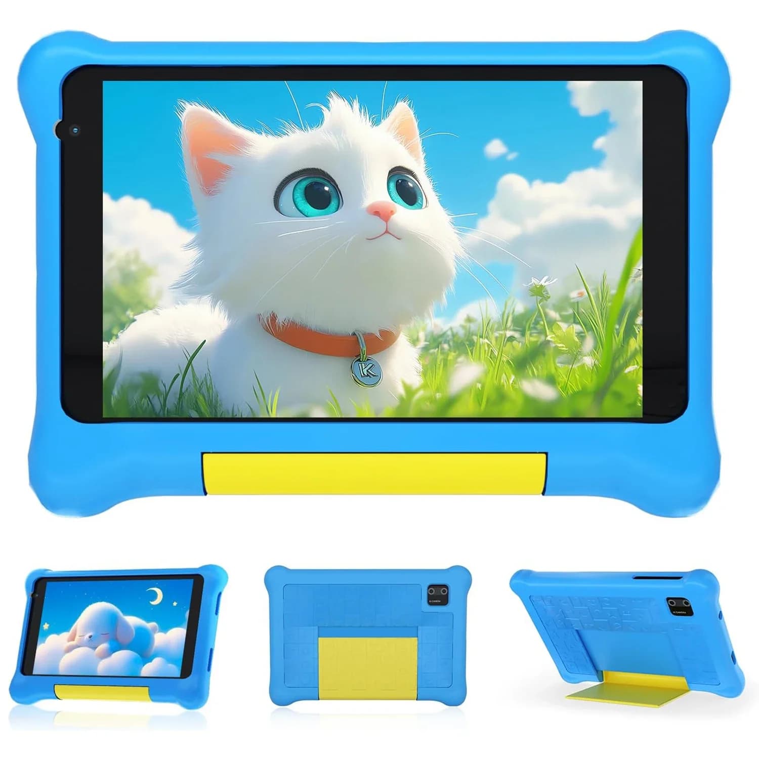 URAO Tablet for Children from 7 Poles, Android, 5GB RAM, 32GB ROM Expandable to 128GB, Wi-Fi, Bluetooth, Type-C, with Case, Children's Gift