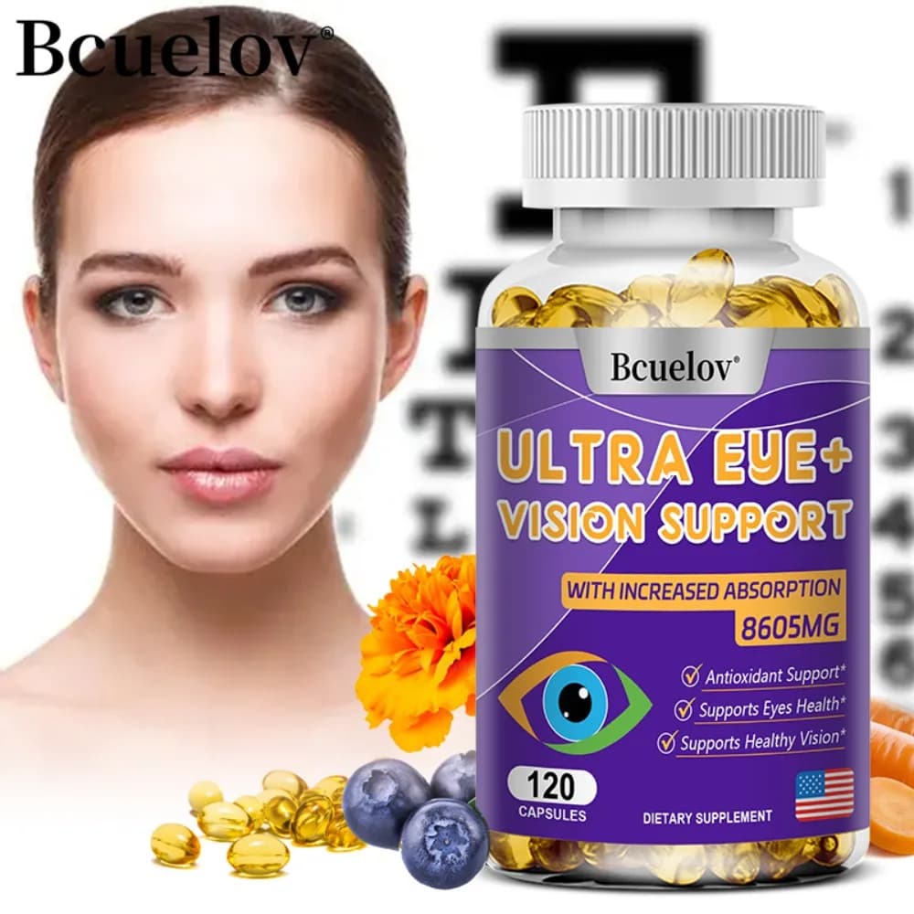 Lutein Eye + Vitamin - 9 in 1 Zeaxanthin Carrot Bilberry Supplement Protects The Retina, and Night Vision
