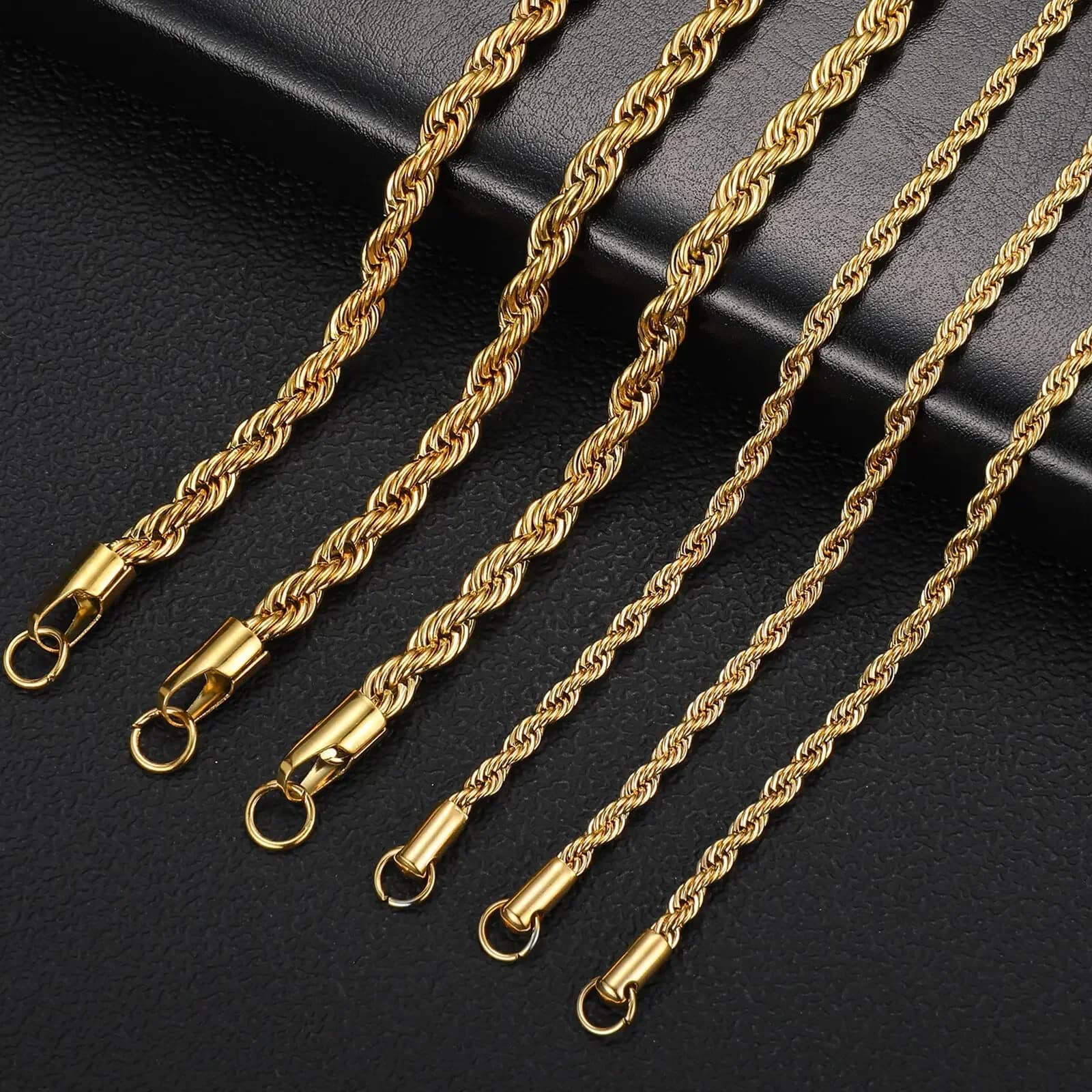 Collana a catena con corda intrecciata color oro da 2-6 mm in acciaio inossidabile che non sbiadisce mai girocollo impermeabile per uomo donna gioielli di moda