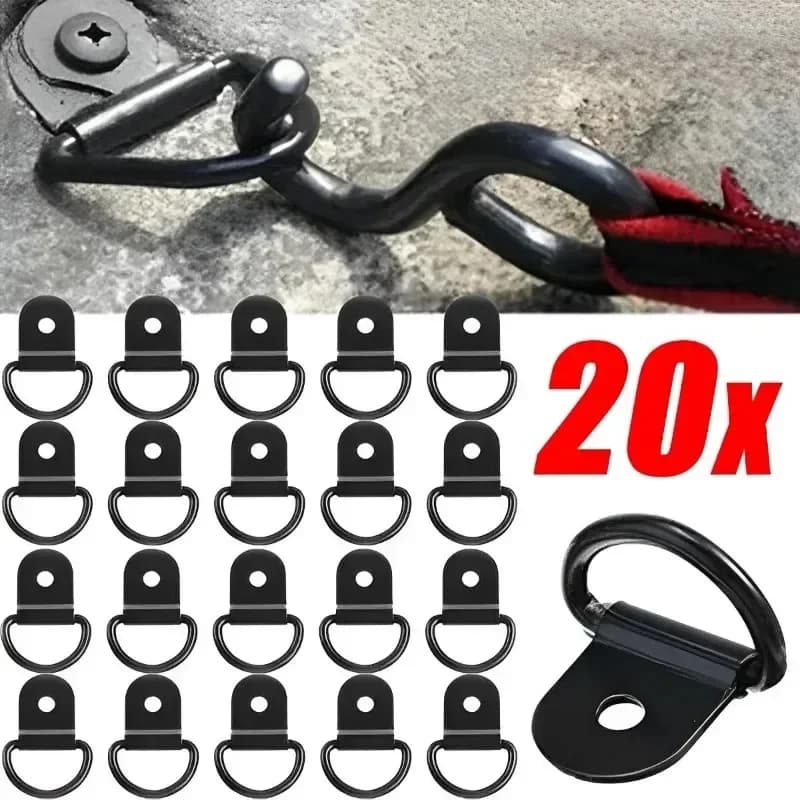20/10PCS D Shape Pull Hook Tie Down Anchor Ring Iron Stainless Steel Cargo Tie Down Ring for Truck Trailers RV Boat Accessories