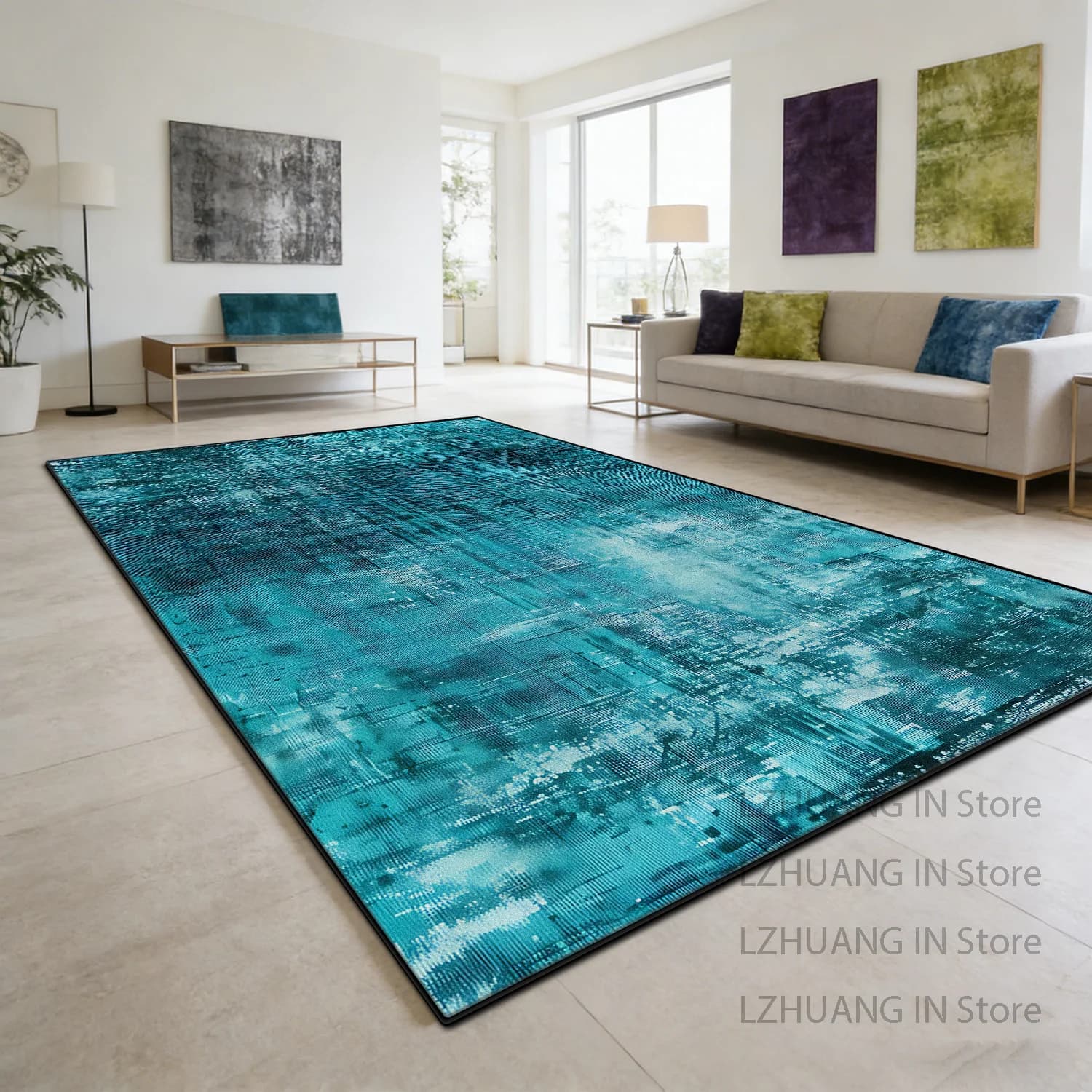 Modern Solid Color Abstract Living Room Carpet Decoration Balcony Antiskid Fluffy Rug Large Area Washable Soft Coffee Tables Mat