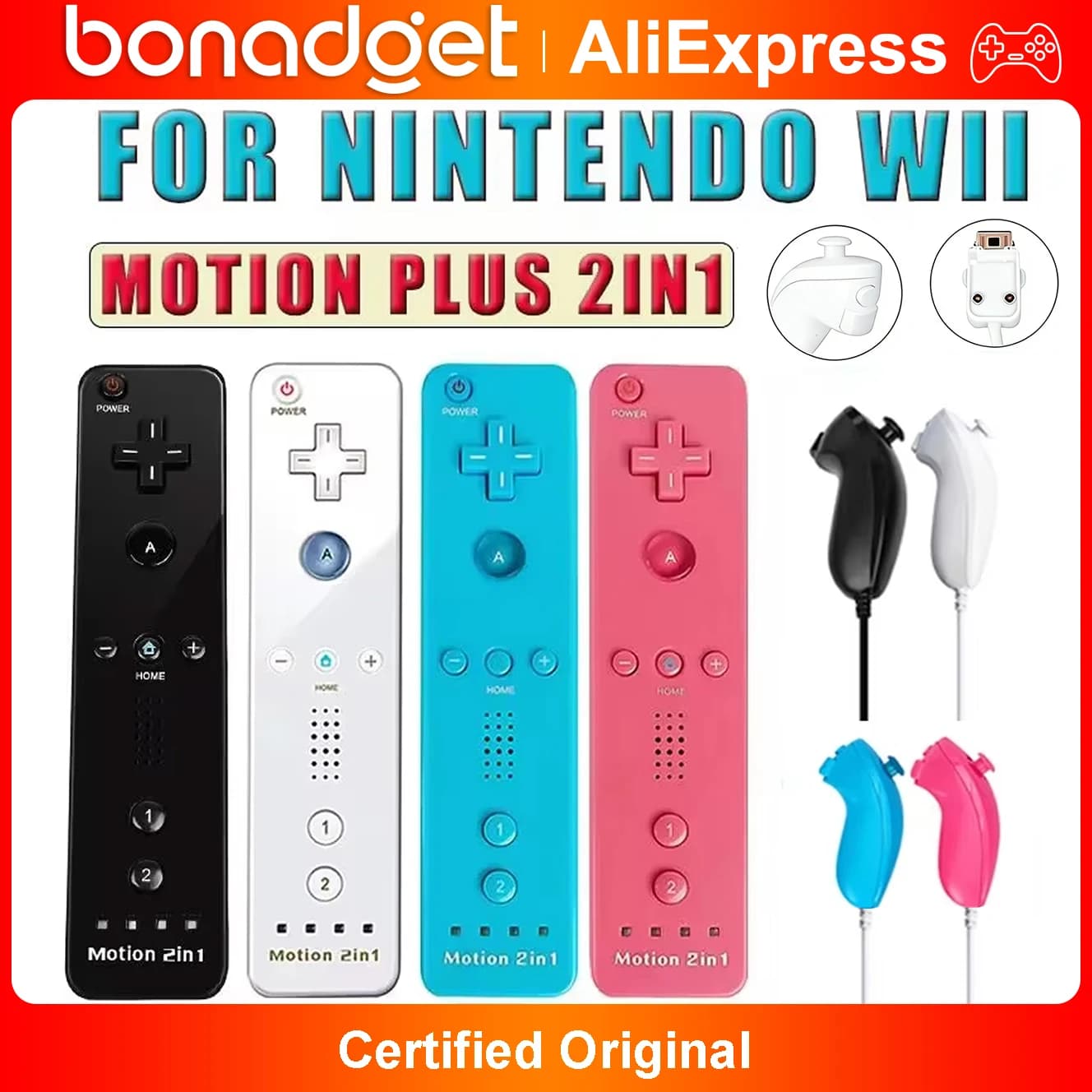 Controller Wireless 2in1 per Nintendo Wii/Wii U, Set di Joystick con Opzione Motion Plus e Custodia in Silicone per Videogiochi