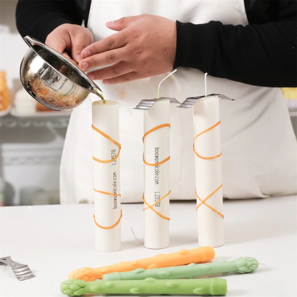 Boowan Nicole Silicone Candle Mold DIY Asparagus Taper Candle Mould Creative Design Handmade Craft Tools