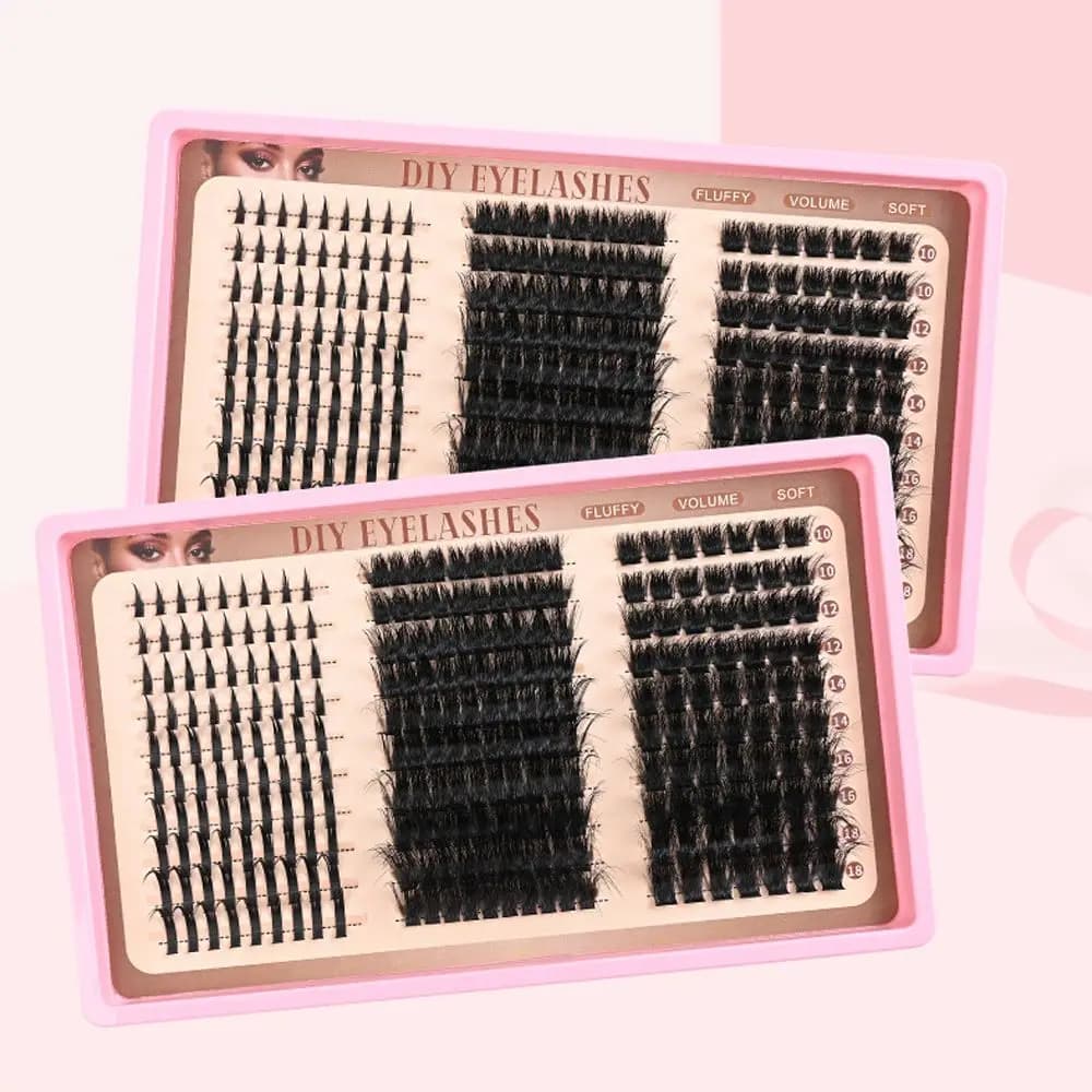 Kit Extension Ciglia Finte 10-18mm, Effetto Naturale, Stile Wispy, Design a Ciuffetti, Strumenti per Trucco Occhi