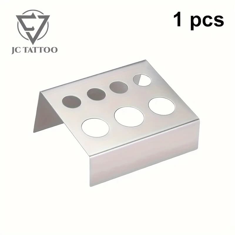 1pc 7 fori supporto per contenitore in argento accessori per pigmenti per tatuaggi forniture in acciaio inossidabile portabicchieri in vetro per uso trucco permanente