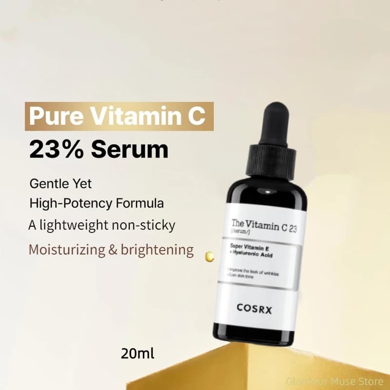 Korean Serum for Skin Care COSRX Pure Vitamin C 23%, Siero Viso Illuminant and Hydrating with Vitamin E and Hyaluronic Acid, Ensure Subtle Ruges
