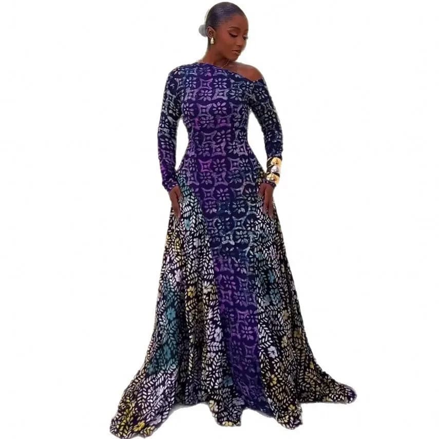 African Dresses For Women 2025 African Clothes Dashiki Flower Print Ankara Dresses Traditional Robe Africa Maxi Dress Outfits