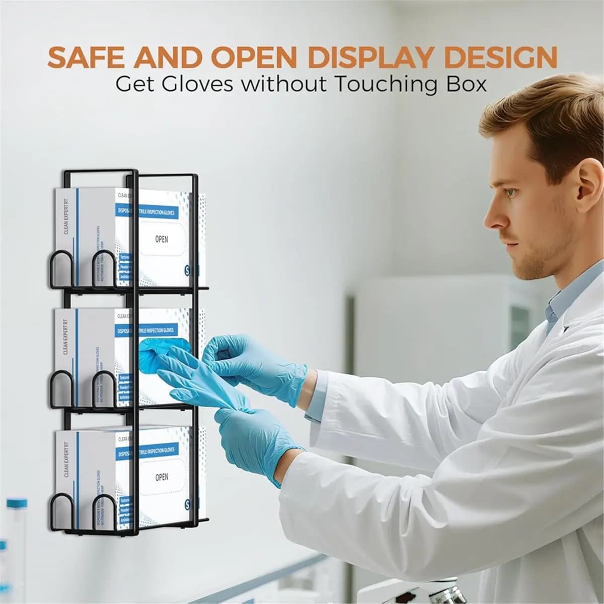 Dispenser Porta Guanti da Parete, Contenitore per Guanti Monouso in Lattice per Laboratorio, Porta Guanti in Gomma Triplo da Parete