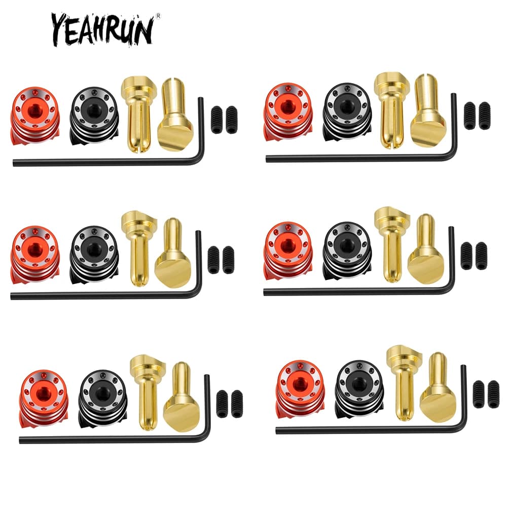 YEAHRUN Metal Heatsink Bullet Plugs with Grips 4mm/5mm Set Lip Battery Connector for RC Model Cars
