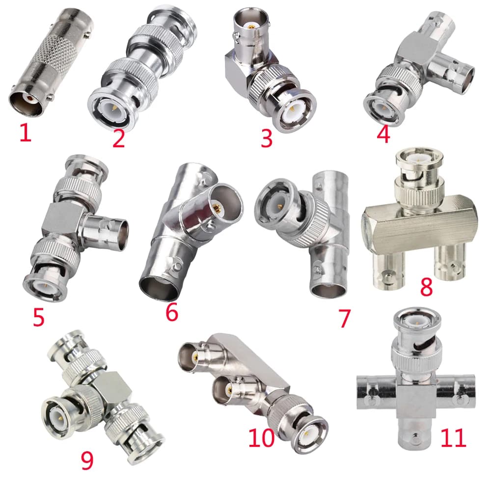 1PCS Connettore BNC Q9 BNC A BNC Maschio Femmina 90 Gradi Ad Angolo Retto Tipo Tee 3 vie 4 vie Splitter 2x Doppio Maschio Femmina