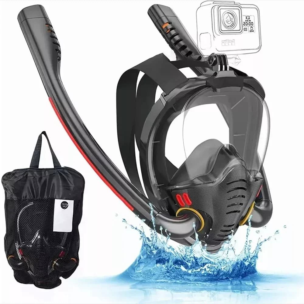 Maschera per lo snorkeling completamente asciutto Occhialini da sub in silicone a doppio tubo Nuoto Maschera per adulti Attrezzatura subacquea per auto respiro