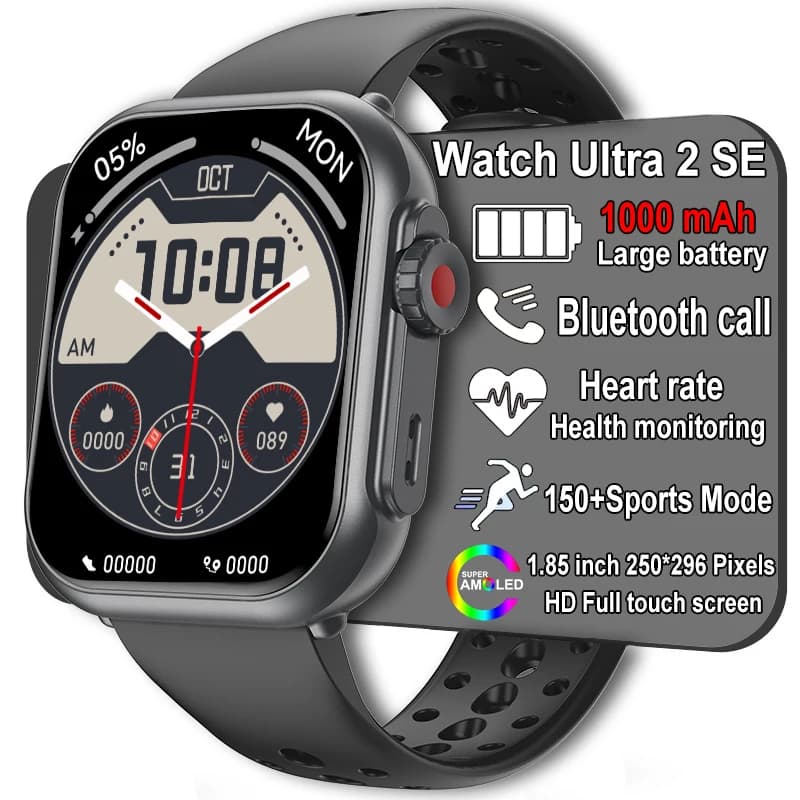 Orologio Ultra 2 SE 1000mAh AMOLED Frequenza cardiaca 100 + Sport Chiamata Bluetooth GPS Track Impermeabile Smart Watch Uomo Donna Per IOS Android