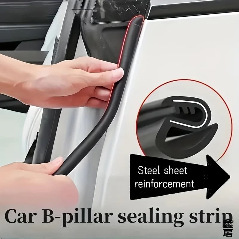 2 Pezzi Guarnizione per Montante B Auto con Barra in Acciaio, Guarnizione per Bordo Portiera Auto, Striscia Isolante in Gomma per Auto, Strisce Isolanti Acustiche